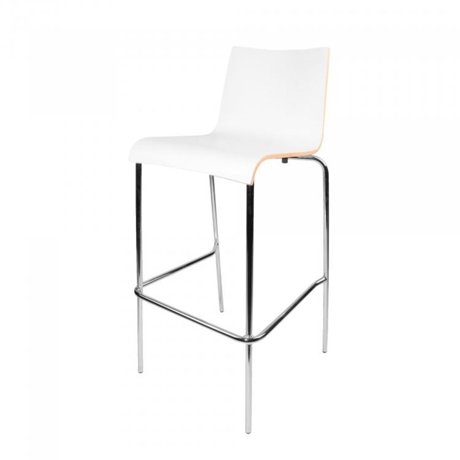 Tabouret de bar empilable | Miltiplex laminé | Blanc | 4 pièces