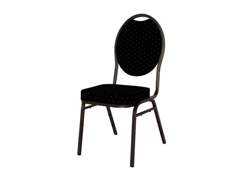  HorecaTraders Chaise empilable | Acier | Noir/Martelé | 4 pièces 