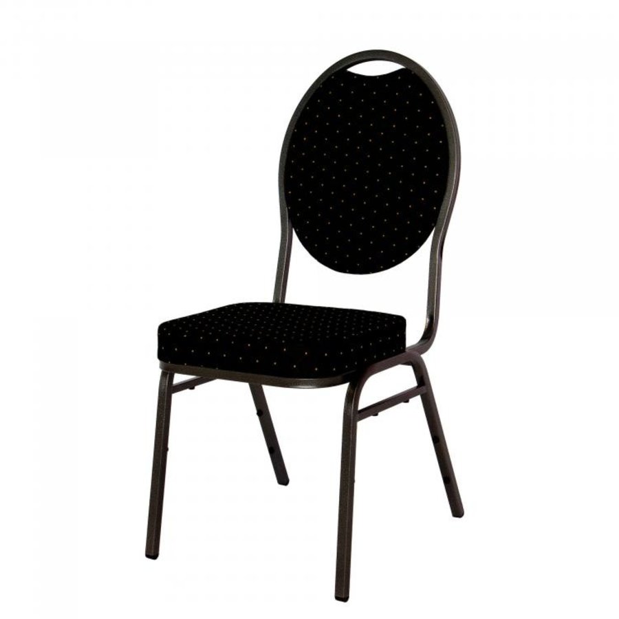 Chaise empilable | Acier | Noir/Martelé | 4 pièces