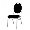 HorecaTraders Stacking chair | Steel | Black/Silver | 4 pieces