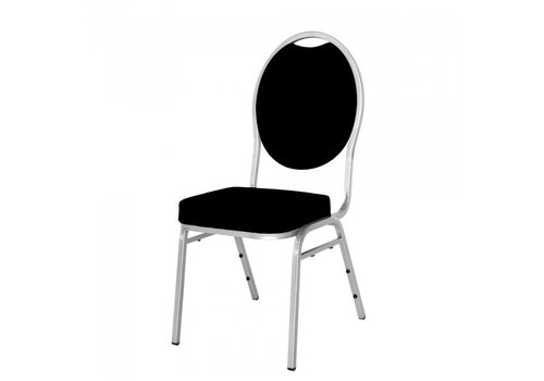  HorecaTraders Stacking chair | Steel | Black/Silver | 4 pieces 