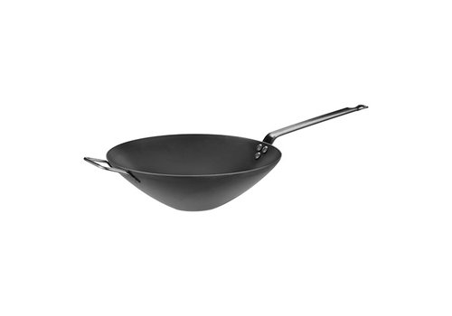  HorecaTraders Wokpfanne | Stahlblech | 1,46 kg | 9,5 x Ø30 cm 