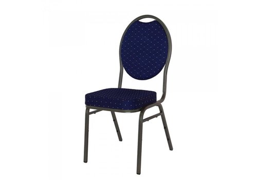  HorecaTraders Chaise empilable | Acier | Bleu/Martelé | 4 pièces 