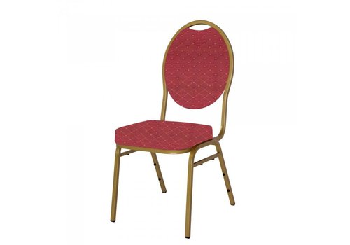  HorecaTraders Chaise empilable | Acier | Rouge/Or | 4 pièces 