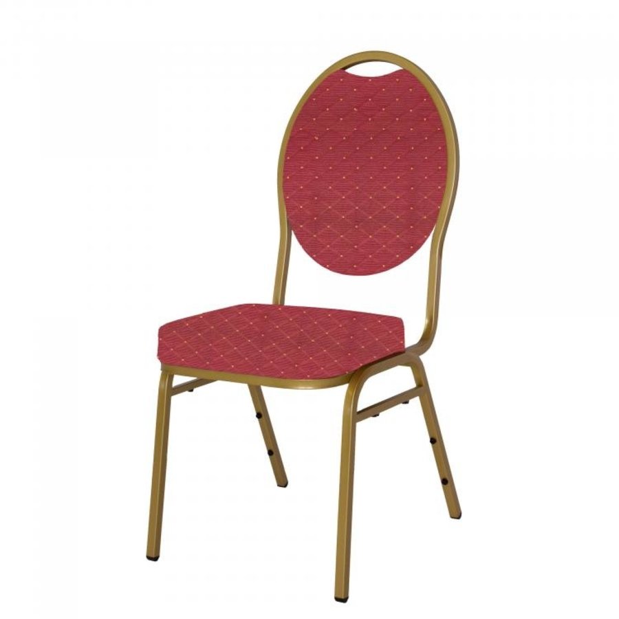 Chaise empilable | Acier | Rouge/Or | 4 pièces