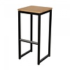 HorecaTraders Bar stool Kubo Bar | Steel | Black/Bamboo | 2 pieces