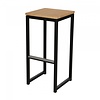 HorecaTraders Tabouret de bar Kubo Bar | Acier | Noir/Bambou | 2 pièces