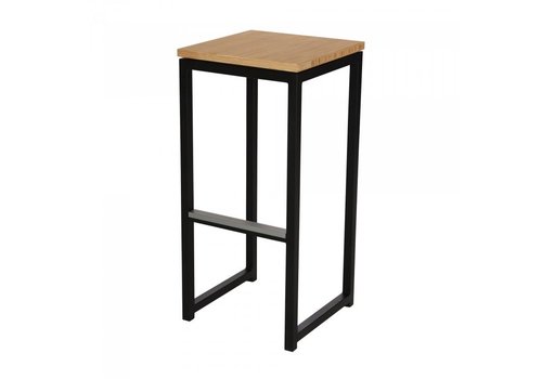  HorecaTraders Tabouret de bar Kubo Bar | Acier | Noir/Bambou | 2 pièces 