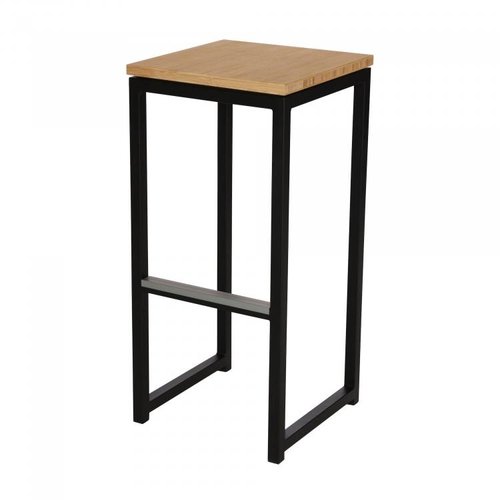  HorecaTraders Tabouret de bar Kubo Bar | Acier | Noir/Bambou | 2 pièces 
