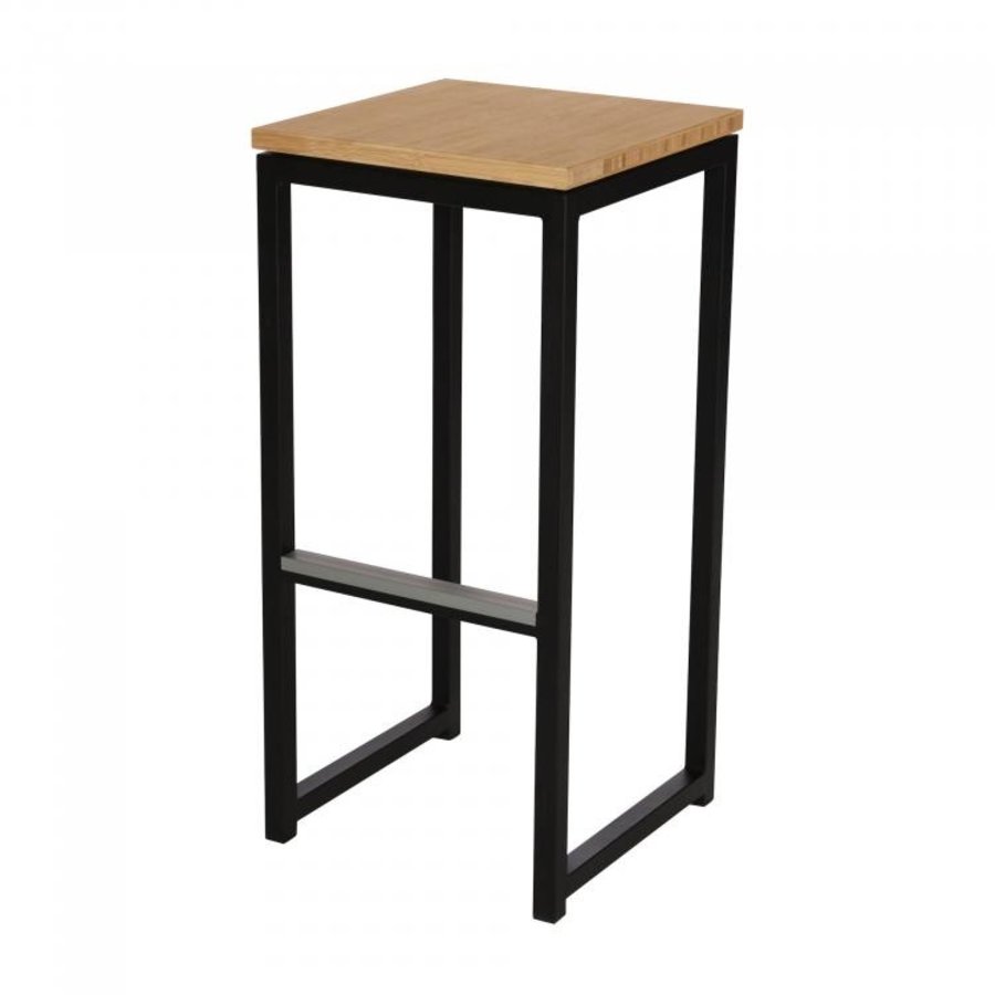 Bar stool Kubo Bar | Steel | Black/Bamboo | 2 pieces