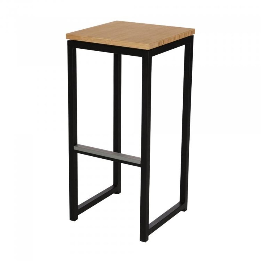 Tabouret de bar Kubo Bar | Acier | Noir/Bambou | 2 pièces