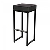 HorecaTraders Tabouret de bar Kubo Bar | Acier/Cuir artificiel | Noir | 2 pièces