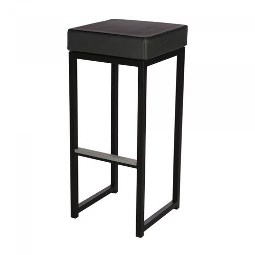  HorecaTraders Tabouret de bar Kubo Bar | Acier/Cuir artificiel | Noir | 2 pièces 