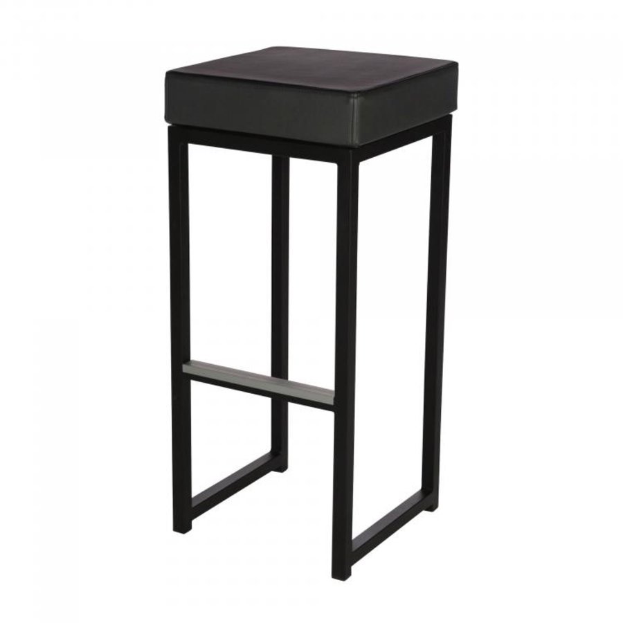 Tabouret de bar Kubo Bar | Acier/Cuir artificiel | Noir | 2 pièces