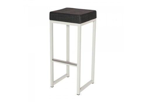  HorecaTraders Bar stool Kubo Bar | Steel/Linen | Anthracite/White | 2 pieces 