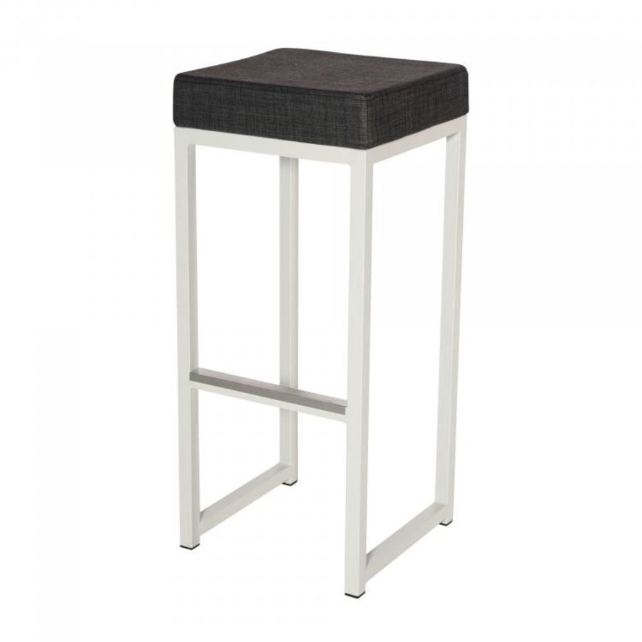 Tabouret de bar Kubo Bar | Acier/Lin | Anthracite/Blanc | 2 pièces