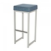 HorecaTraders Bar stool Kubo Bar | Steel/Linen | Blue/White | 2 pieces