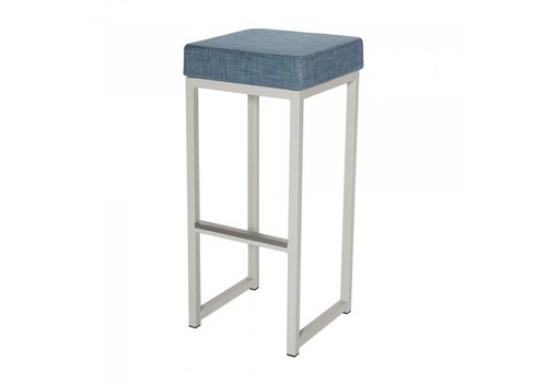  HorecaTraders Bar stool Kubo Bar | Steel/Linen | Blue/White | 2 pieces 