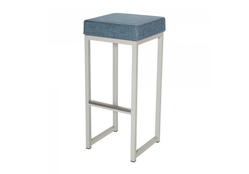  HorecaTraders Tabouret de bar Kubo Bar | Acier/Lin | Bleu/Blanc | 2 pièces 