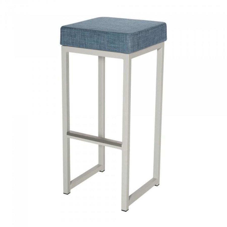 Tabouret de bar Kubo Bar | Acier/Lin | Bleu/Blanc | 2 pièces