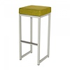 HorecaTraders Bar stool Kubo Bar | Steel/Linen | Lime/White | 2 pieces