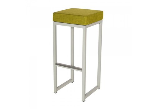  HorecaTraders Bar stool Kubo Bar | Steel/Linen | Lime/White | 2 pieces 