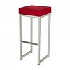 HorecaTraders Bar stool Kubo Bar | Steel/Linen | Red/White | 2 pieces