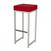HorecaTraders Tabouret de bar Kubo Bar | Acier/Lin | Rouge/Blanc | 2 pièces