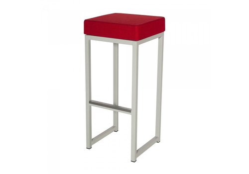  HorecaTraders Bar stool Kubo Bar | Steel/Linen | Red/White | 2 pieces 