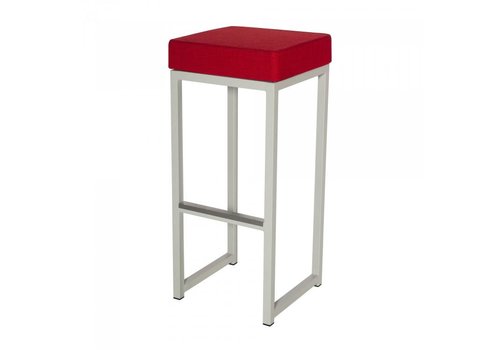  HorecaTraders Tabouret de bar Kubo Bar | Acier/Lin | Rouge/Blanc | 2 pièces 