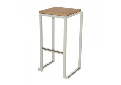  HorecaTraders Bar stool Kubo Smart Bar | Steel | Bamboo/White | 4 pieces 