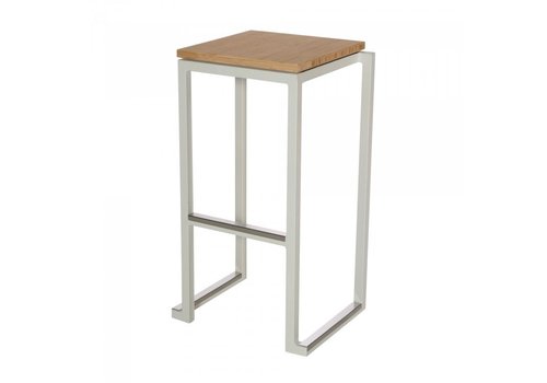  HorecaTraders Tabouret de bar Kubo Smart Bar | Acier | Bambou/Blanc | 4 pièces 