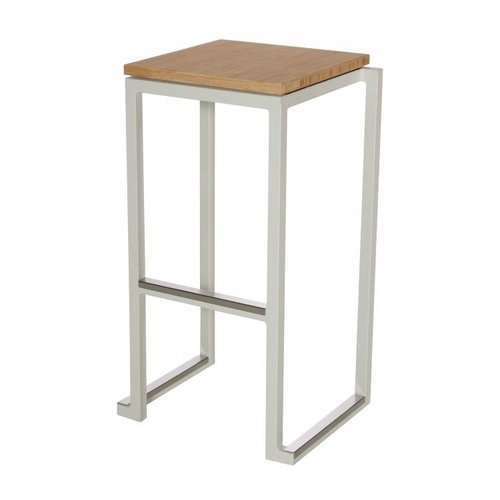  HorecaTraders Bar stool Kubo Smart Bar | Steel | Bamboo/White | 4 pieces 