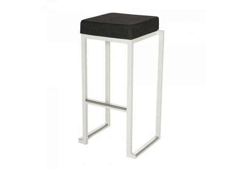  HorecaTraders Bar stool Kubo Smart Bar | Steel/Linen | White/Anthracite | 4 pieces 