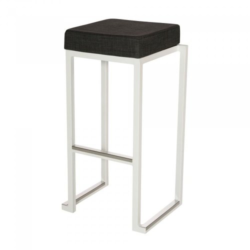  HorecaTraders Bar stool Kubo Smart Bar | Steel/Linen | White/Anthracite | 4 pieces 