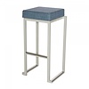 HorecaTraders Bar stool Kubo Smart Bar | Steel/Linen | White/Blue | 4 pieces