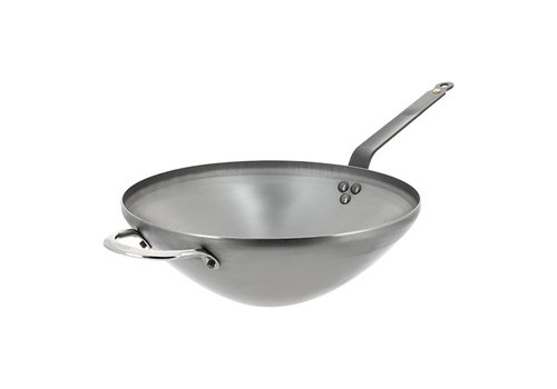  HorecaTraders Wokpfanne | Stahlblech | 1,96 kg | 10 x Ø32 cm 