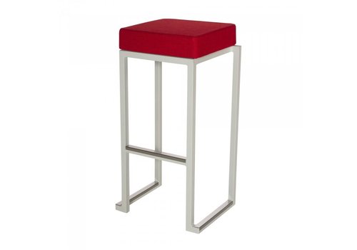  HorecaTraders Bar stool Kubo Smart Bar | Steel/Linen | White/Red | 4 pieces 