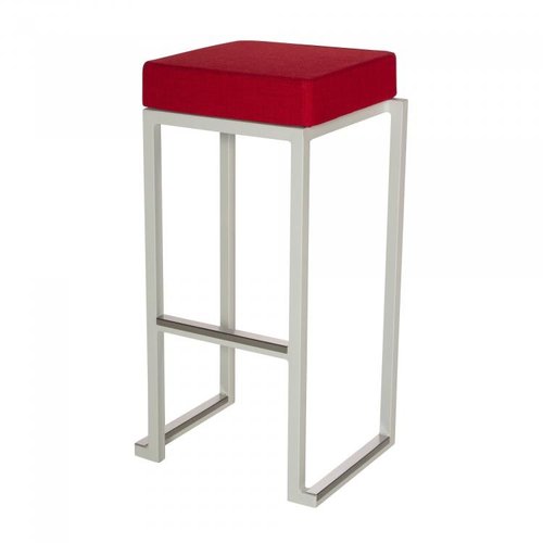  HorecaTraders Tabouret de bar Kubo Smart Bar | Acier/Lin | Blanc/Rouge | 4 pièces 
