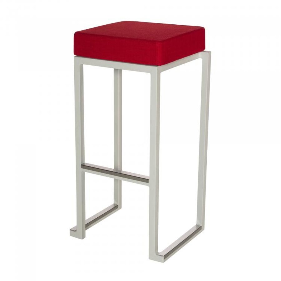 Barkruk Kubo Smart Bar | Staal/Linnen | Wit/Rood | 4 stuks