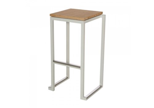  HorecaTraders Bar stool Kubo Smart bar | Steel | Elm wood/White | 4 pieces 