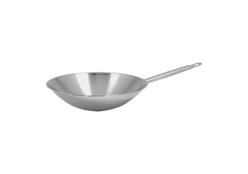  HorecaTraders Poêle wok | acier inoxydable | 1,7 kg | 9 x Ø36 cm 