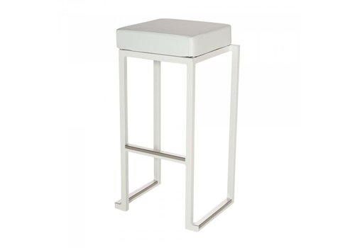  HorecaTraders Bar stool Kubo Smart Bar Alu | Aluminium/Artificial leather | Snow White | 4 pieces 