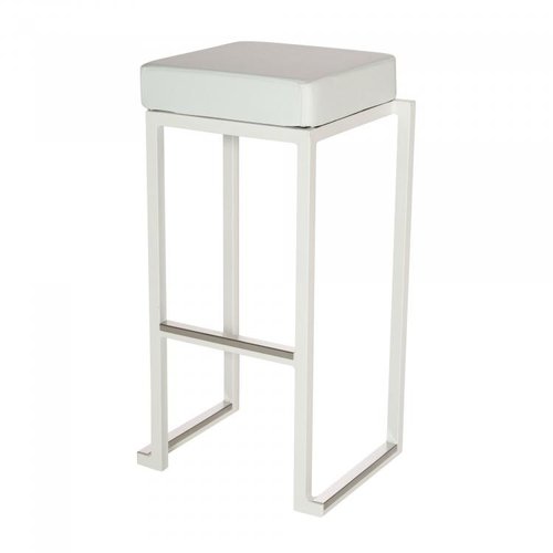  HorecaTraders Bar stool Kubo Smart Bar Alu | Aluminium/Artificial leather | Snow White | 4 pieces 