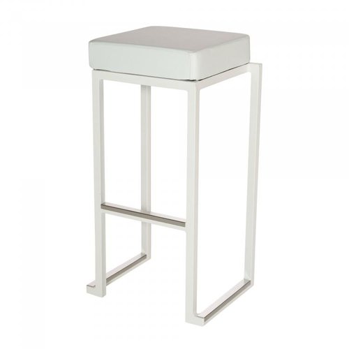  HorecaTraders Tabouret de bar Kubo Smart Bar Alu | Aluminium/Cuir artificiel | Blanche Neige | 4 pièces 