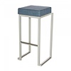HorecaTraders Bar stool Kubo Smart Bar Alu | Aluminum/Linen | White/Blue | 4 pieces