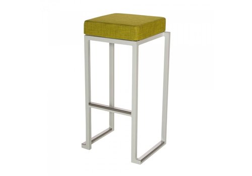  HorecaTraders Tabouret de bar Kubo Smart Bar Alu | Aluminium/Lin | Blanc/Citron vert | 4 pièces 
