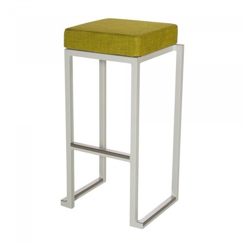  HorecaTraders Bar stool Kubo Smart Bar Alu | Aluminium/Linen | White/Lime | 4 pieces 