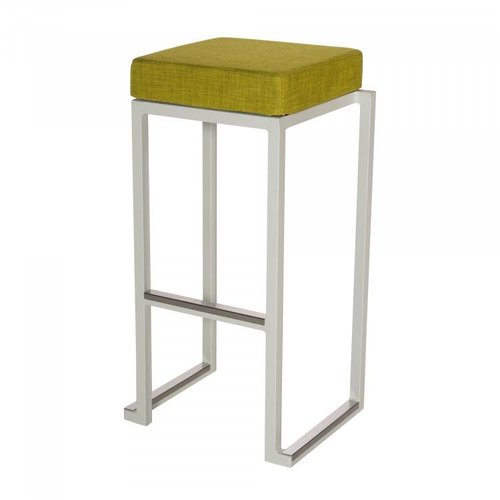  HorecaTraders Tabouret de bar Kubo Smart Bar Alu | Aluminium/Lin | Blanc/Citron vert | 4 pièces 