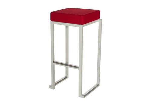  HorecaTraders Bar stool Kubo Smart Bar Alu | Aluminium/Linen | White/Red | 4 pieces 